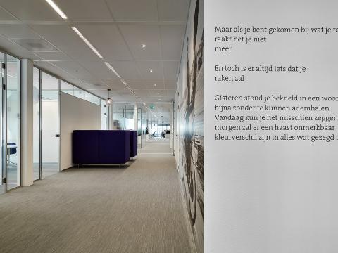 Corridor with partial glass partition walls