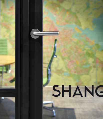 Modern aluminum framed door with acoustic laminated glass