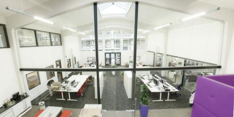 Extra high arc shape glass wall with double doors