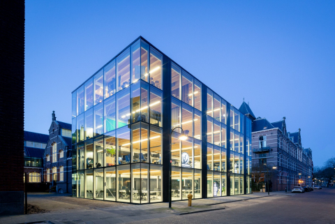 Outside of the building by night