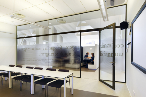 Single glass partition 