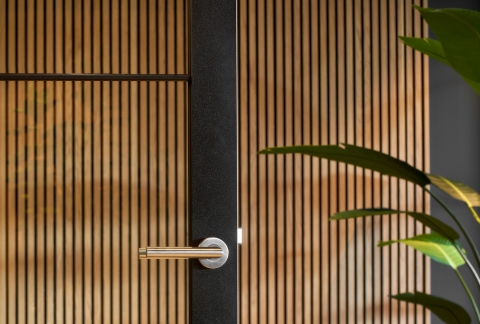Detail KDEC framed door in a Route 66 Bright configuration