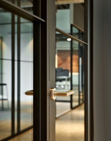 Detail KDEC framed door in a Route 66 Bright configuration