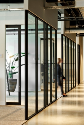 Multiple glass partition and sliding door