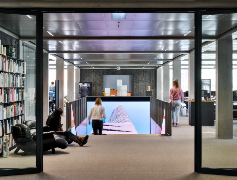 Fire resistant glass wall EW60 at Floating Office in Rotterdam.