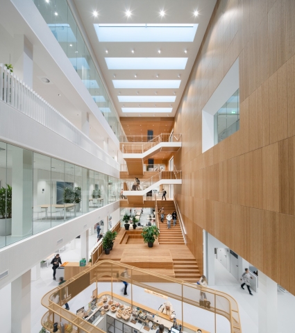 Over 3 meters high fireproof and fall-through resistant glass wall.