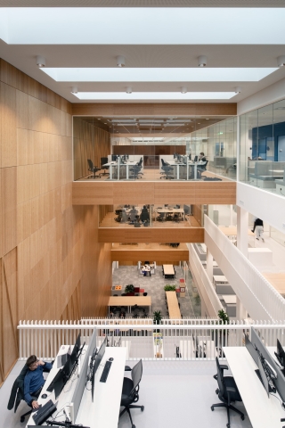 Over 3 meters high fireproof and fall-through resistant glass wall.