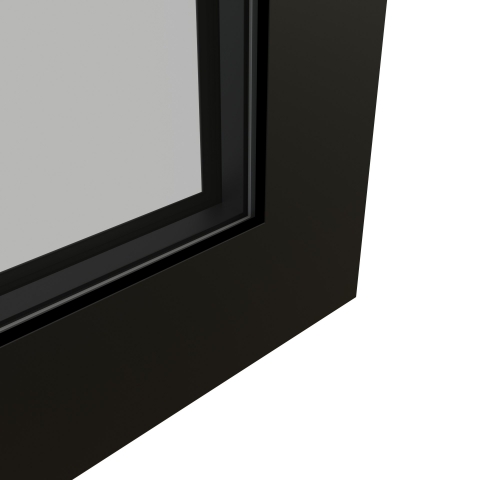 KDD43-80 Aluminum framed door with laminated glass, corner detail.