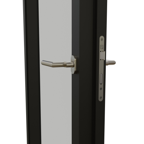 KDD80-100 aluminum framed flush door with double glass and double seals.