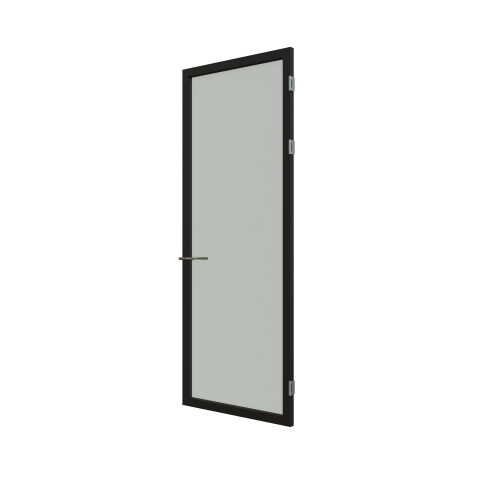 KDEC58  aluminum framed  door with single glass and single seals.