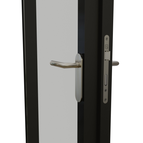 KDG100 Full flush aluminumframed door with double glass and single seal.