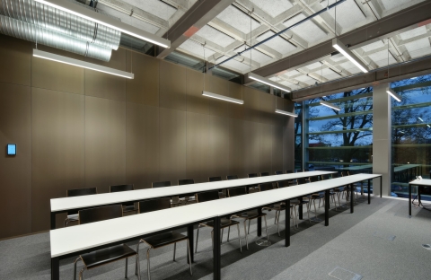 Transparent coated steel wall panels at faculty ITC University Twente Enschede