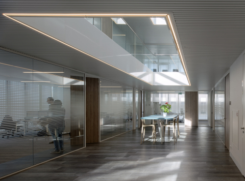 Corridor / office dividing partitions wall made with vector striping