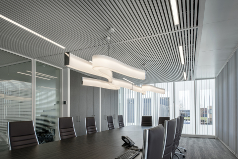Boardroom with single and double glass walls
