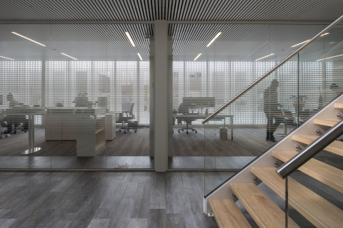 Corridor / office dividing partitions wall made with vector striping