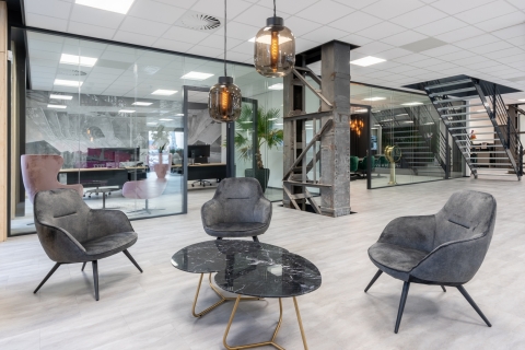 Interior with glass partitions